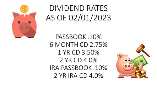 Dividend Rates - 02/01/2023