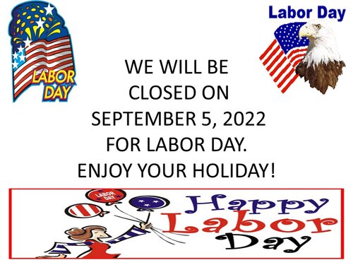 Office closed September 5th